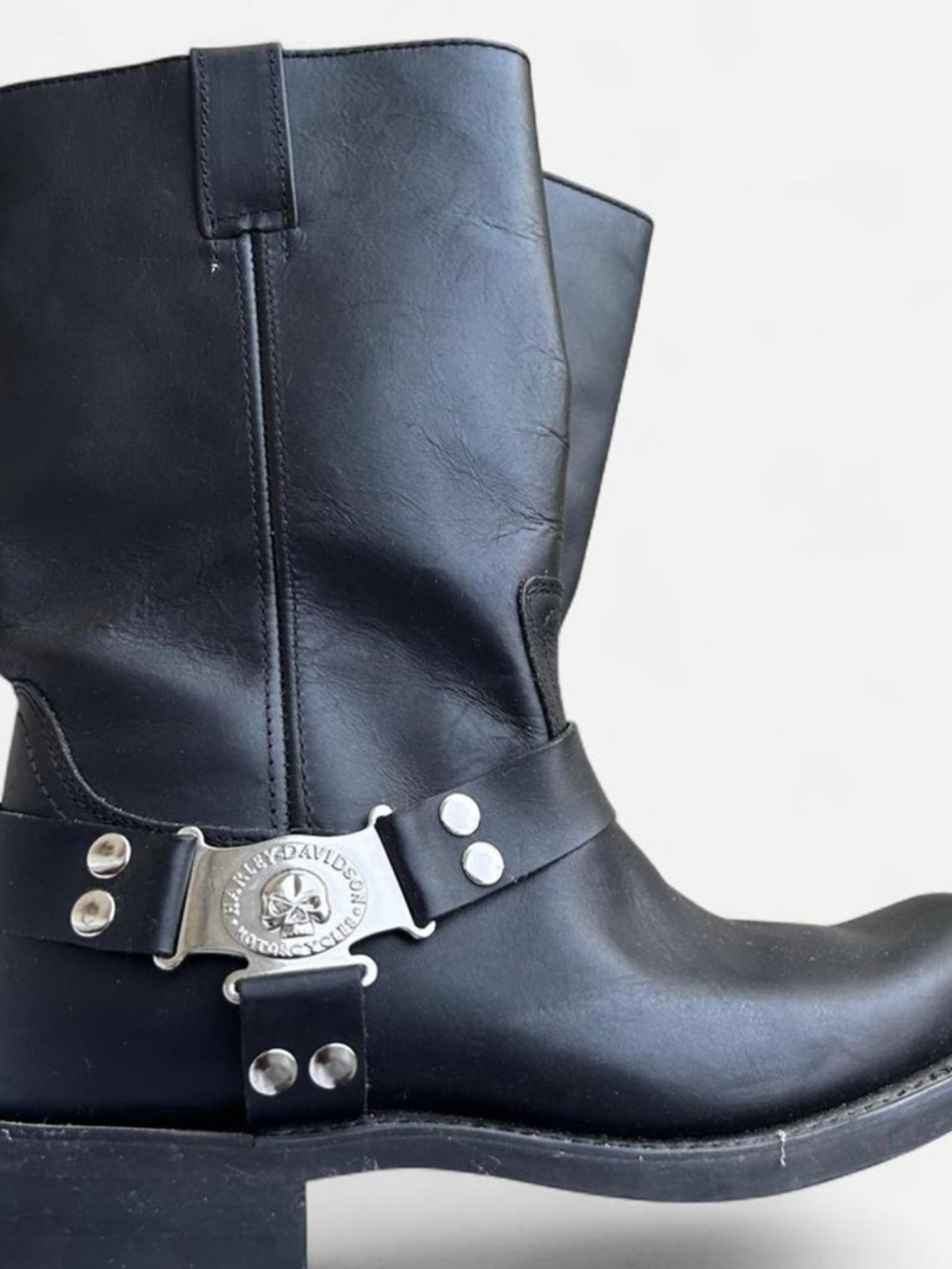 Harley-Davidson Black Leather Harness Motorcycle Boots